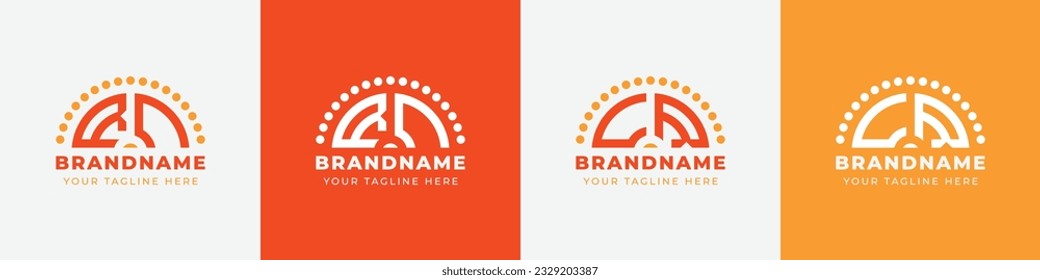 Letter CR and RC Sunrise  Logo Set, suitable for any business with CR or RC initials.