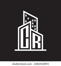 Letter CR real estate logo with building style 