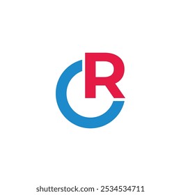 letter cr round colorful simple logo vector 