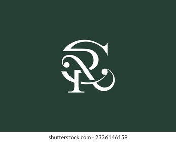 Letter CR serif font typography logo with classic modern style for signature symbol, personal brand, wedding monogram, etc.