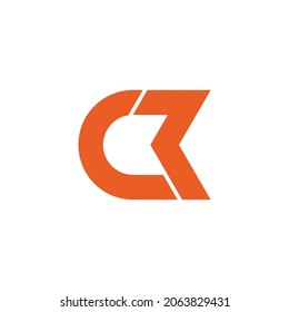 letter cr simple geometric link line logo vector
