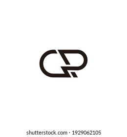 letter cr simple linked geometric line energy design logo vector