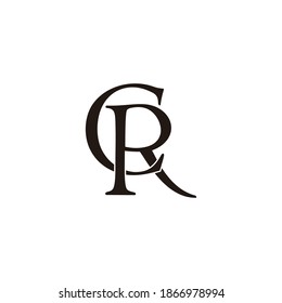letter cr simple linked overlap flat design logo vector