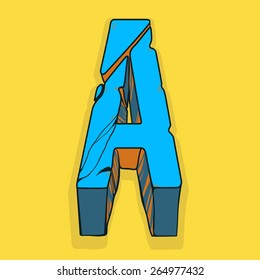 Letter A cracked stone.Vector