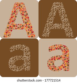 Letter A created with circles sponge effect