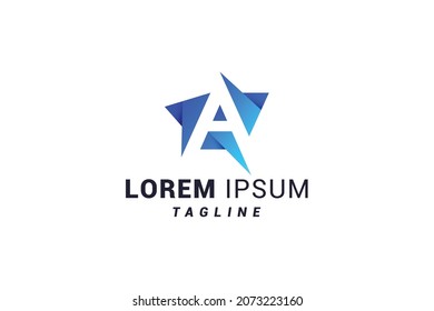 Letter A creative 3d technological scientific logo	