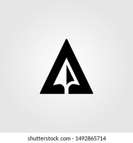 letter a creative arrow negative space logo design illustration