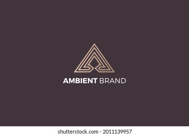 Letter A creative golden color triangle ambient awesome technological business logo