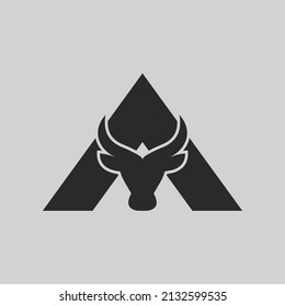 Letter A Creative Head Buffalo Bull Elegant Logo Symbol Design Illustration Vector for Company