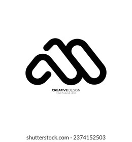 Letter Am Creative Line Art Negative Space Modernes, einzigartiges, abstraktes Monogramm Logo