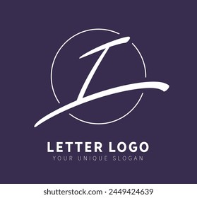 Letter i - creative logo design. Hand drawn calligraphy sign. Unique letter logo for your unique brand.