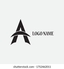 Buchstabe Ein kreatives Logo, Illustration eines schwarzen Vektordesigns