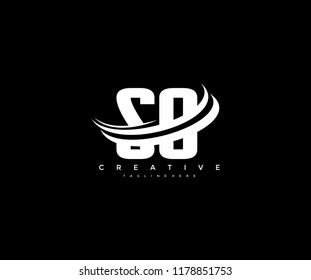 SO Letter Creative Modern Monogram Three White Swoosh Design Logo
