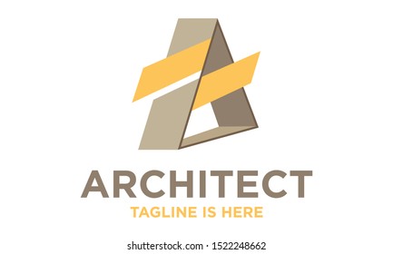 The letter A creative pyramid vector logo.