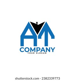 AT letter creative real estate vector logo design.