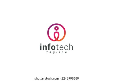 Letter i creative technological red colour circular logo