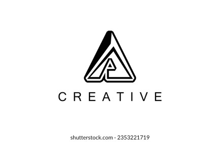 LETTER A creative triangle  style black white blue logo design for all kind of business.