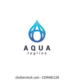Letter A creative water drop aqua logo	