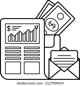 Diseño de icono de vectores de carta de crédito, símbolo de gestión monetaria, signo de apalancamiento o deuda, ilustración de mercados de capital e inversiones, concepto de diario de crédito, 