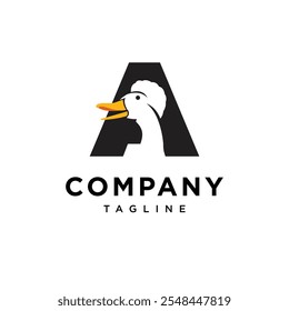 Letter A Crested Duck Logo Icon Vector