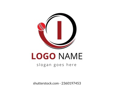 Letter I Cricket Logo Concept With Moving Cricket Ball Icon. For Cricket Club Symbol Vector Template