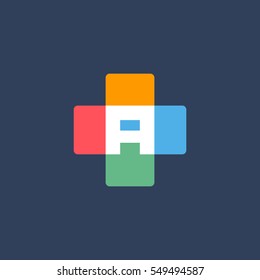 Letter A cross plus logo icon design template elements