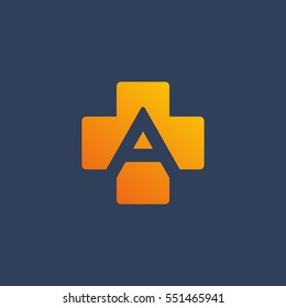 Letter A cross plus logo icon design template elements