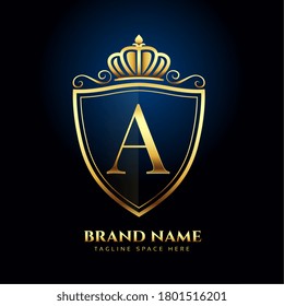 letter A crown golden logo luxury style concept