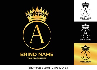 Letter A crown logo design template . suitable for fashion, brand, kingdom, crown, king, queen