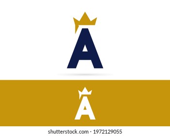 Letter A crown logo design. Vector combination of king crown and letter