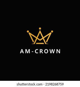 AM letter and Crown Logo Design Vector