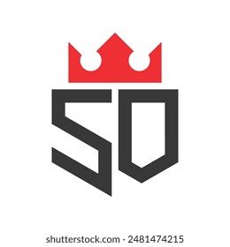 Letter SO Crown Logo. Crown on Letter SO Logo Design Template