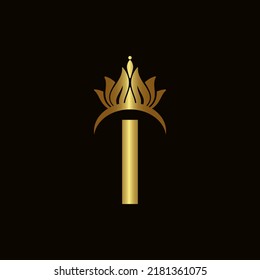 Letter I Crown Logo. Crown Logo on Letter I Vector Template Design.