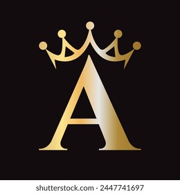 Letter A Crown Logo for Queen Sign, Beauty, Fashion, Star, Elegant, Luxury Symbol	