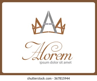 Letter A Crown Logo,vector design