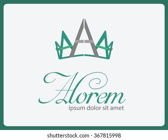 Letter A Crown Logo,vector design