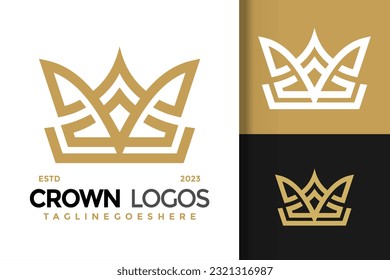 Letter A crown monarch logo vector icon illustration