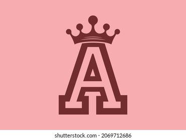 Letter A with crown shape design