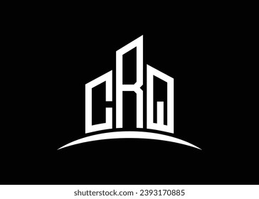 Carta CRQ construcción de la plantilla de diseño del logotipo del monólogo del vector. Construyendo el logotipo de Shape CRQ.