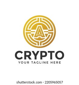 Letter A Crypto Coin Logo, Crypto Coin Logo Vector 