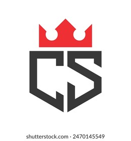 Letra CS Crown Logo. Plantilla de diseño de logotipo de Crown on Letter CS