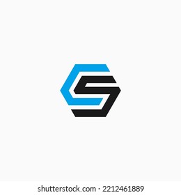 plantilla de ilustración vectorial de diseño del logotipo de la letra cs hexagón