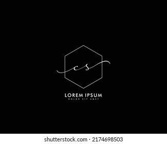 Letter CS Initial handwriting logo with signature and hand drawn style.