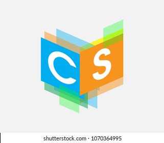 Letter CS logo with colorful geometric shape, letter combination logo design for creative industry, web, business and company.