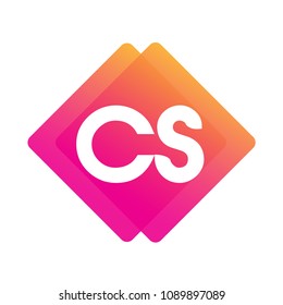 Letter CS logo with colorful geometric shape, letter combination logo design for creative industry, web, business and company.