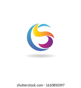 letter CS logo design vector color element circle