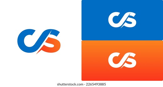 letter CS logo gradient blue orange vector