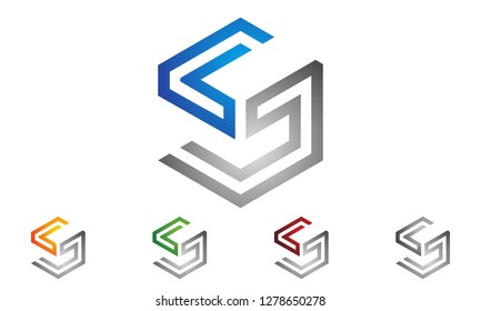 Letter CS logo in hexagon shape, cube logo with letter design for company identity. 