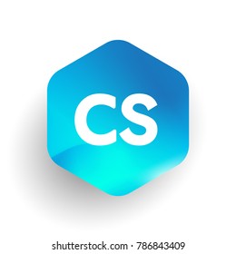 Letter CS logo in hexagon shape and colorful background, letter combination logo design for business and company identity.
