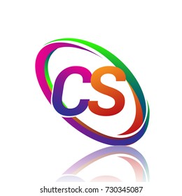 letter CS logotype design for company name colorful swoosh. vector logo for business and company identity.